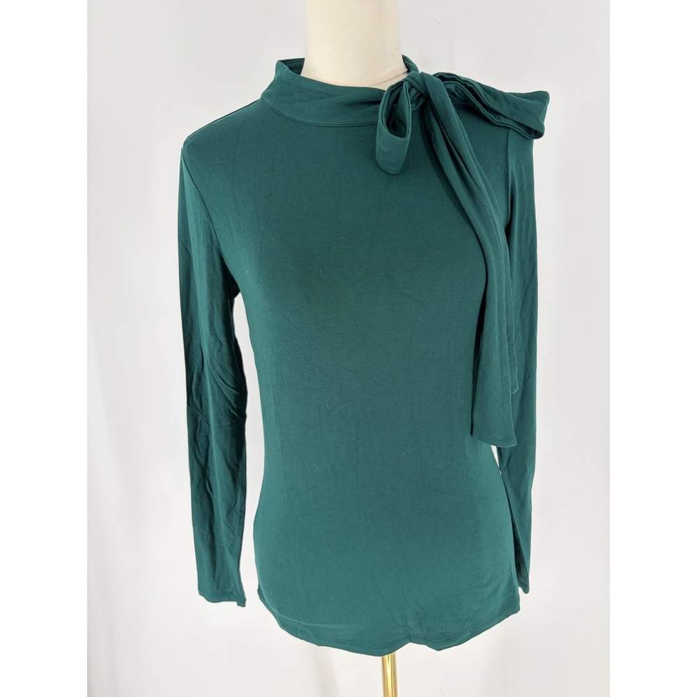 Universal Standard Forest Green Mock Neck Tie Bow Top USTO1845 4XS NEW